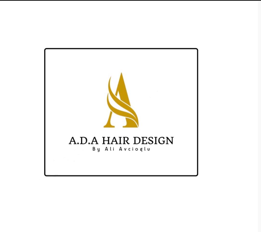 Logo van A.D.A Hair Design: gouden A-vlam op wit